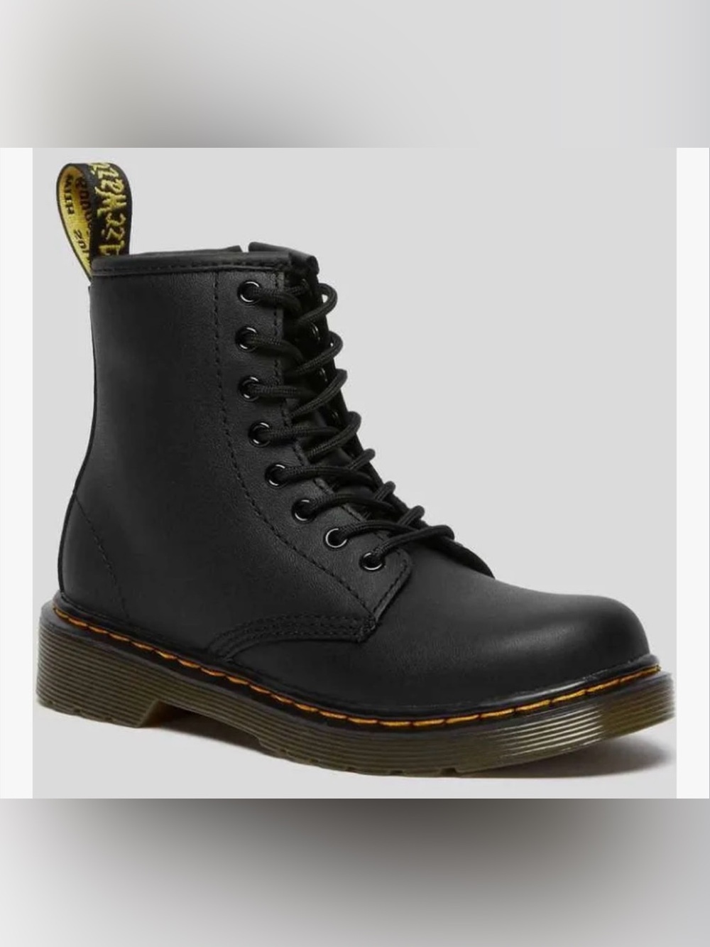 Dr. Martens Delaney Black Leather Lace-Up Boots in Size 2 youth Back to Class